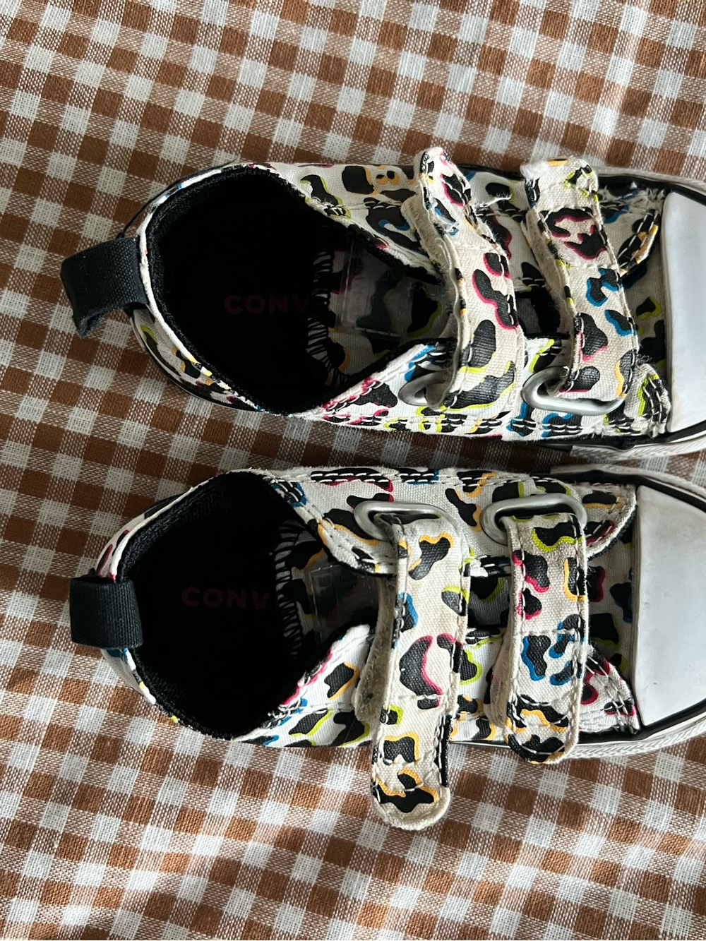 Converse Kids White Leopard Print Velcro Sneakers
